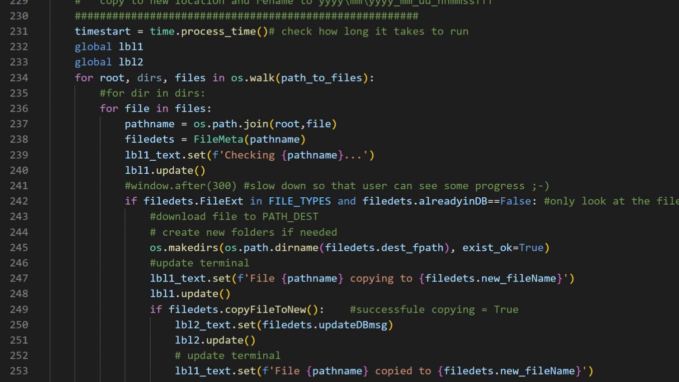 Python Code used in file downloads